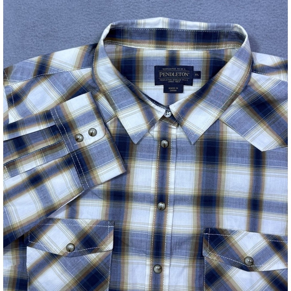 Pendleton Shirt Womens XL Pearl Snap Plaid Western Rodeo Ranch Poplin